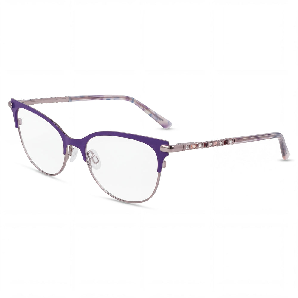 bebe Bb5224 Men's Eyeglasses, Purple Metal Frame, Clear Polycarbonate Lenses 52mm