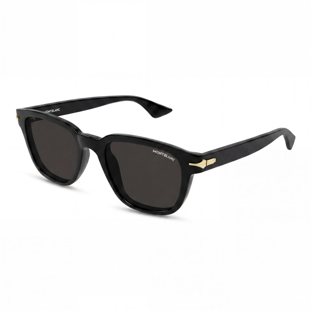 MONTBLANC MB0302S Gafas de sol rectangulares para mujer, de acetato reciclado negro y gris, 100% UV, no polarizadas 51