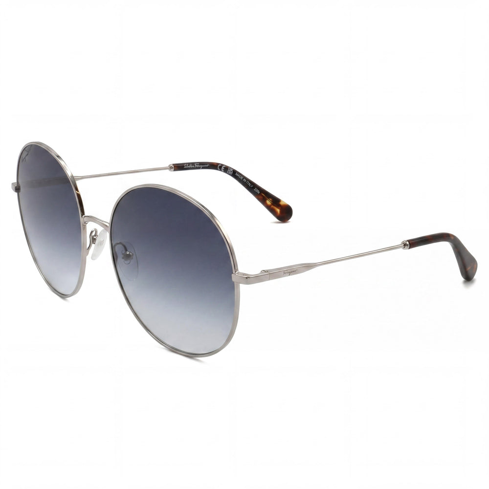Salvatore Ferragamo Classic Women's Silver Metal Frame 60mm Gradient Smoke UV Protection Non-Polarized Sunglasses