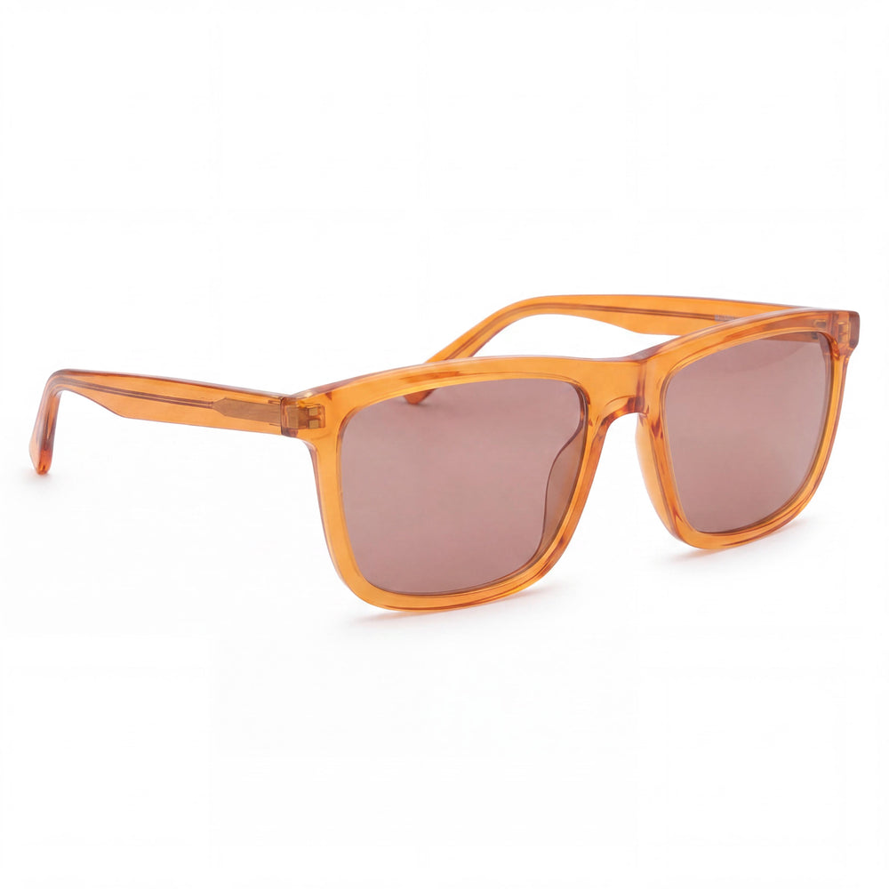 Gafas de sol casuales Yves Saint Laurent SL 501 para hombre, montura de acetato naranja-rojo anaranjado con lente de plástico de 56 mm