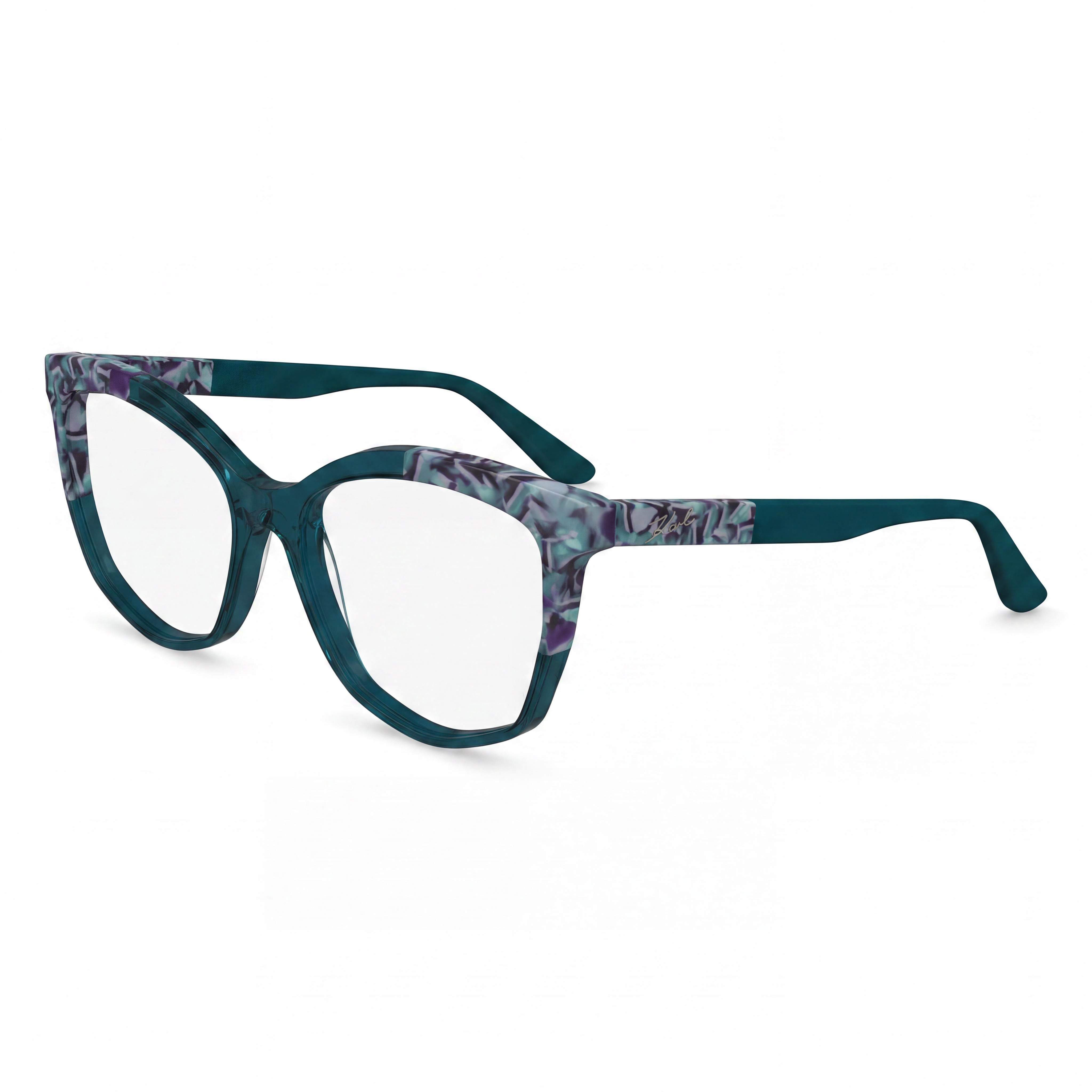KARL LAGERFELD Kl6154 Unisex Acetate Frame Sunglasses, Blue Marble Blue, Polycarbonate Lenses, 55mm, Photo 1