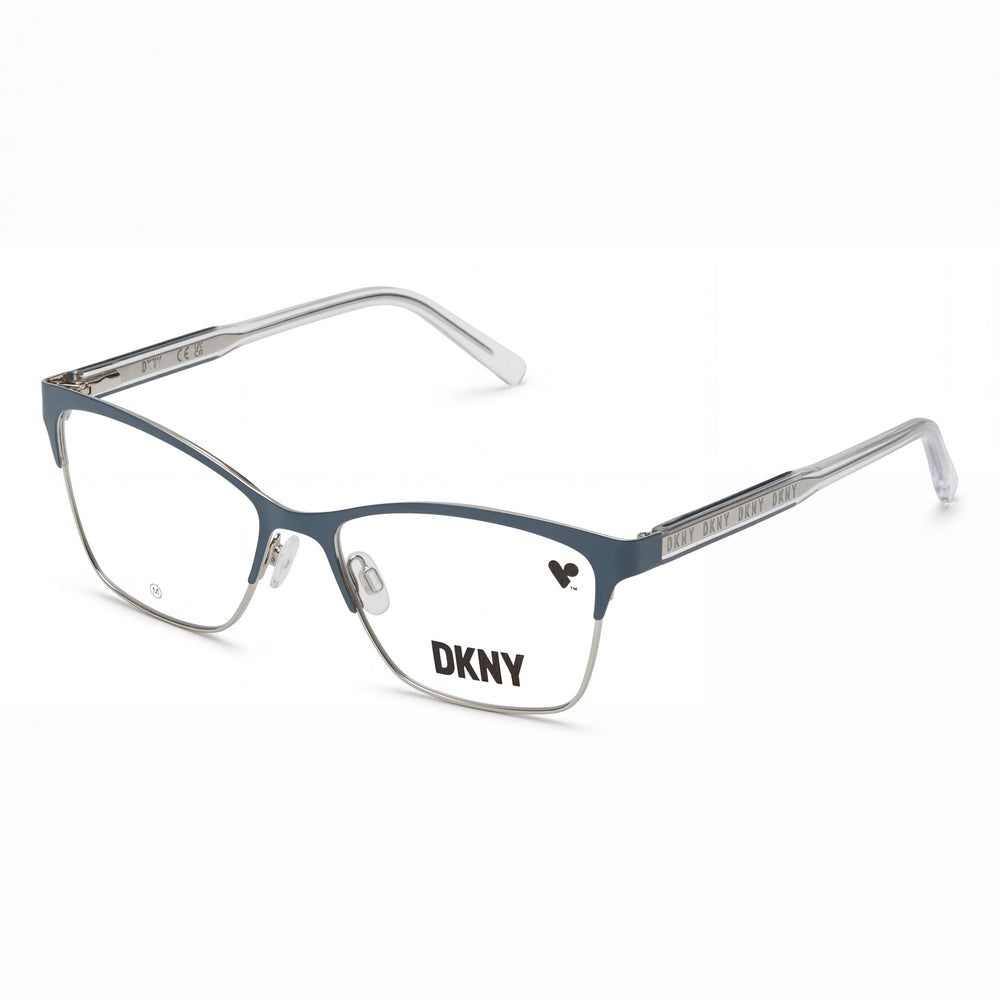 Gafas de sol unisex DKNY Dk3008 con montura de metal verde azulado/plateado y lentes de policarbonato verde azulado/plateado (53 mm)