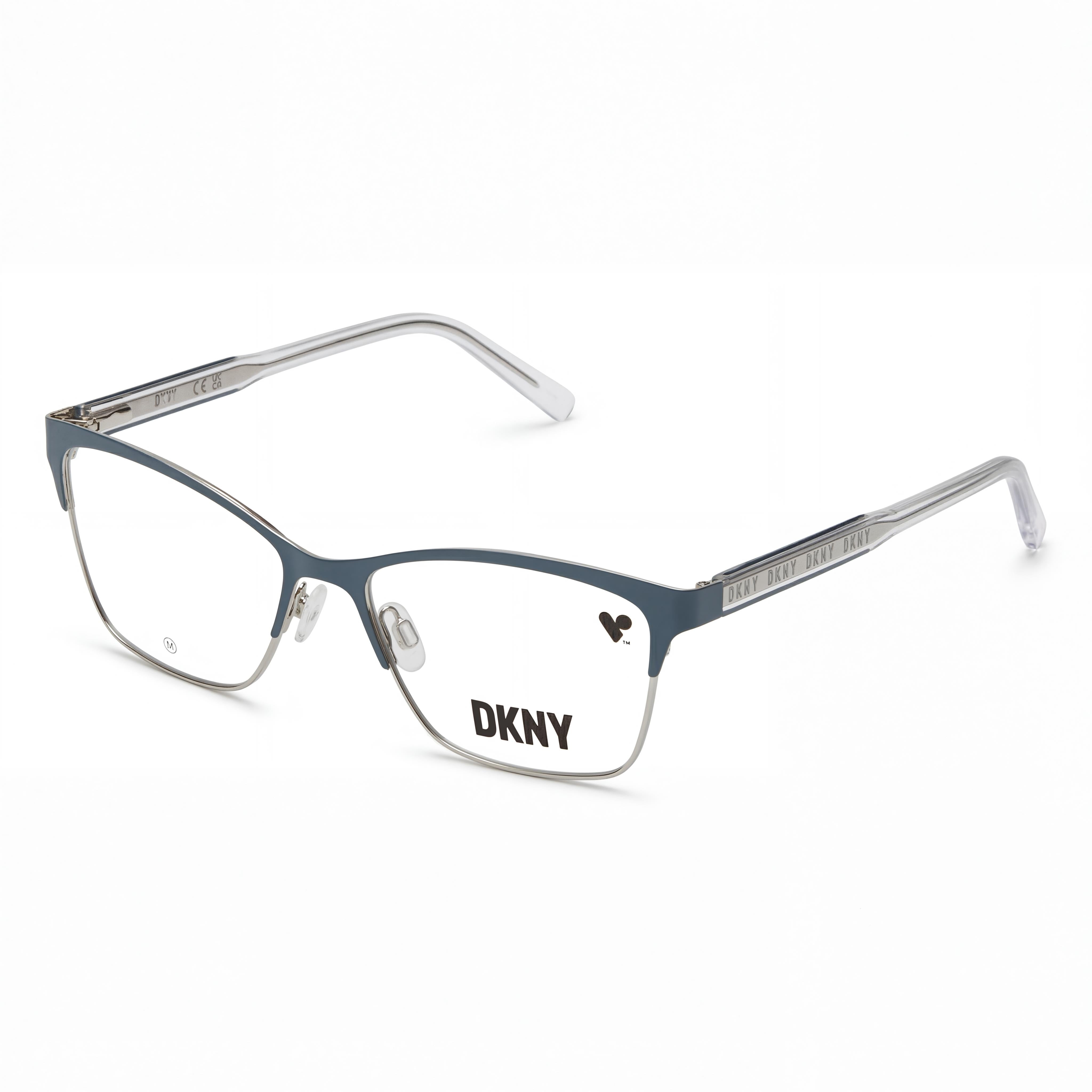 Gafas de sol unisex DKNY Dk3008 con montura de metal verde azulado/plateado y lentes de policarbonato verde azulado/plateado (53 mm), Photo 1