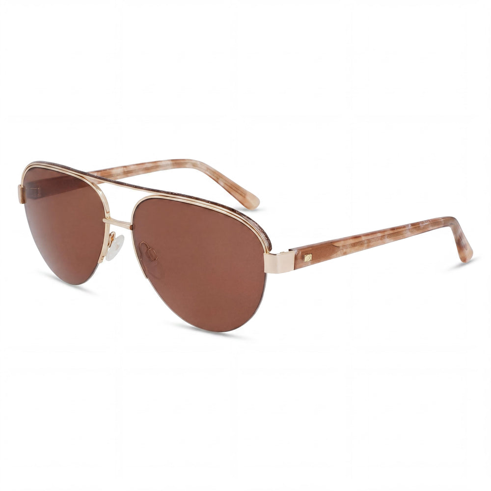 bebe Bb7252 Women's Gold Acetate Frame with Polycarbonate UV Protected Non-Polarized Lenses Eyewear 57-15-140mm