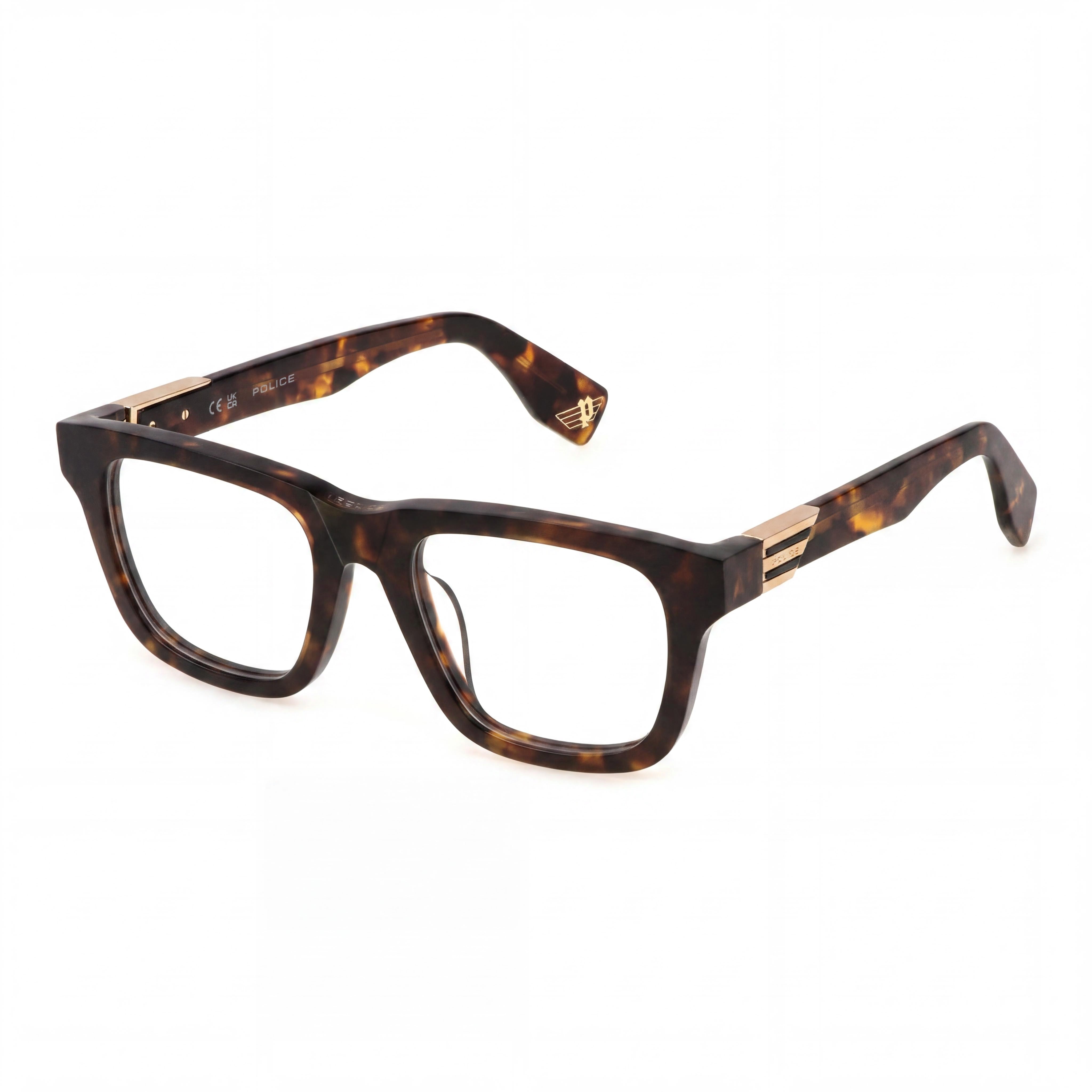 Police Vpln29 Men's Acetate Prescription Eyewear Frames Shiny Opal Honey 50-19-145, Photo 1