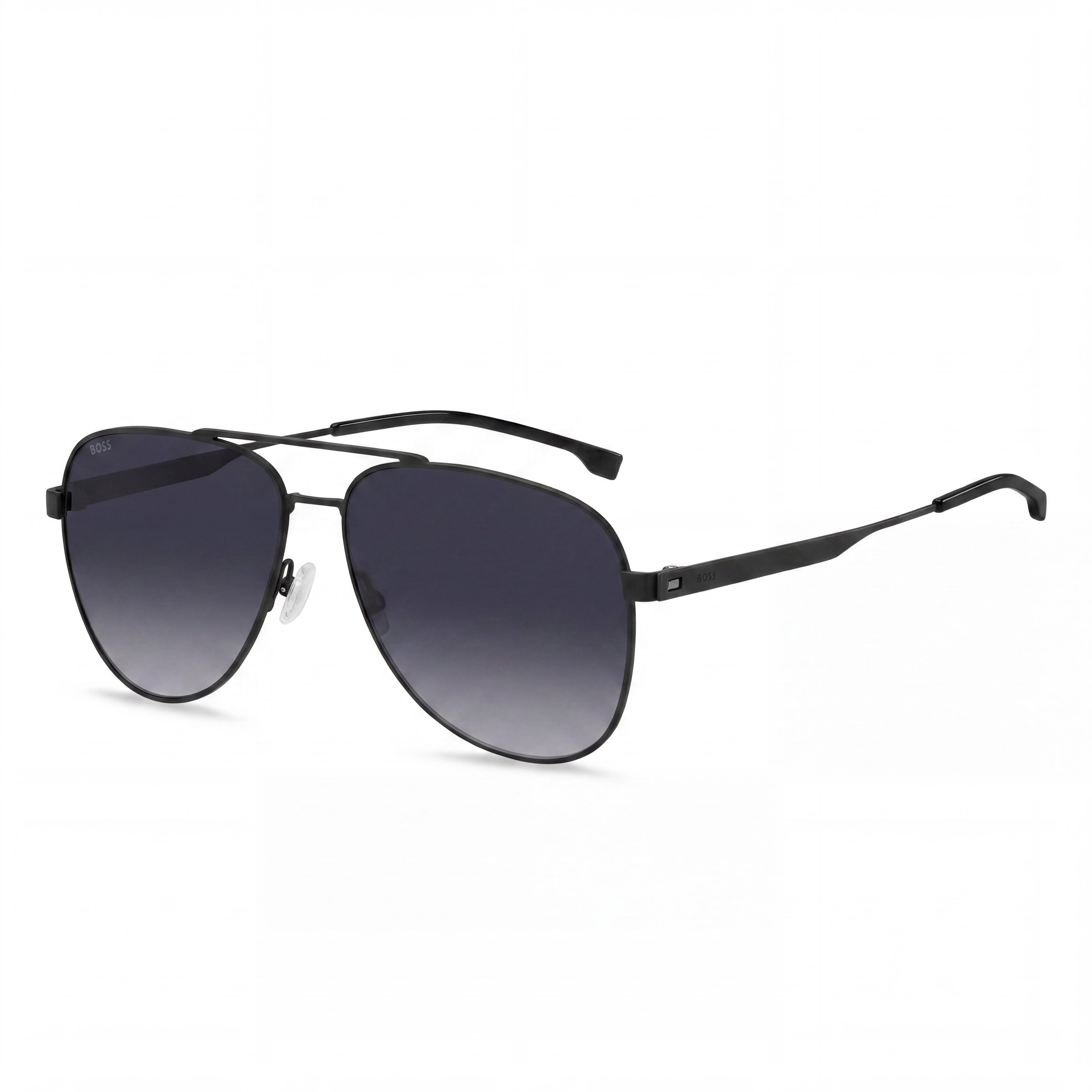 HUGO BOSS Gafas de sol modernas para hombre, con montura de acero inoxidable, protección UV, rutenio oscuro mate, 60 mm, Photo 1