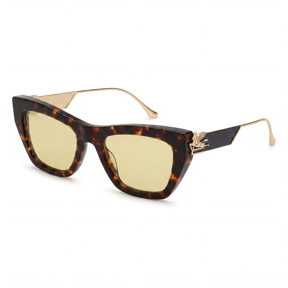 Etro Casual Women's Sunglasses featuring Havana Acetate Frame and Yellow Polycarbonate Lenses 54-20-140