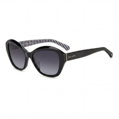 Gafas de sol casuales de acetato negro gris oscuro sombreado con lentes grises oscuras sombreadas de 54 mm para mujer de Kate Spade New York