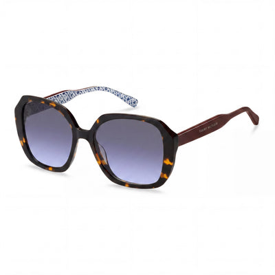 Gafas de Sol Tommy Hilfiger Modern para Mujer, Acetato Multicolor, Lentes Grises Azuladas No Polarizadas de 54mm
