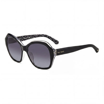 kate spade new york Lottie/G/S Women's Black Acetate Polarized Grey Shaded 100% UV Protection Sunglasses 55mm