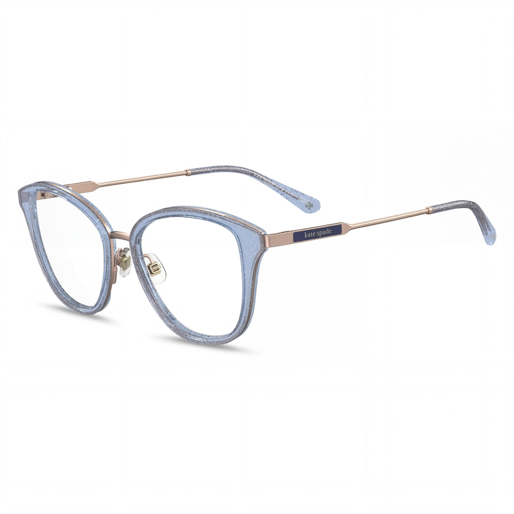 kate spade new york Gafas de sol clásicas para mujer, montura de metal con purpurina azul, tamaño 52-17-140