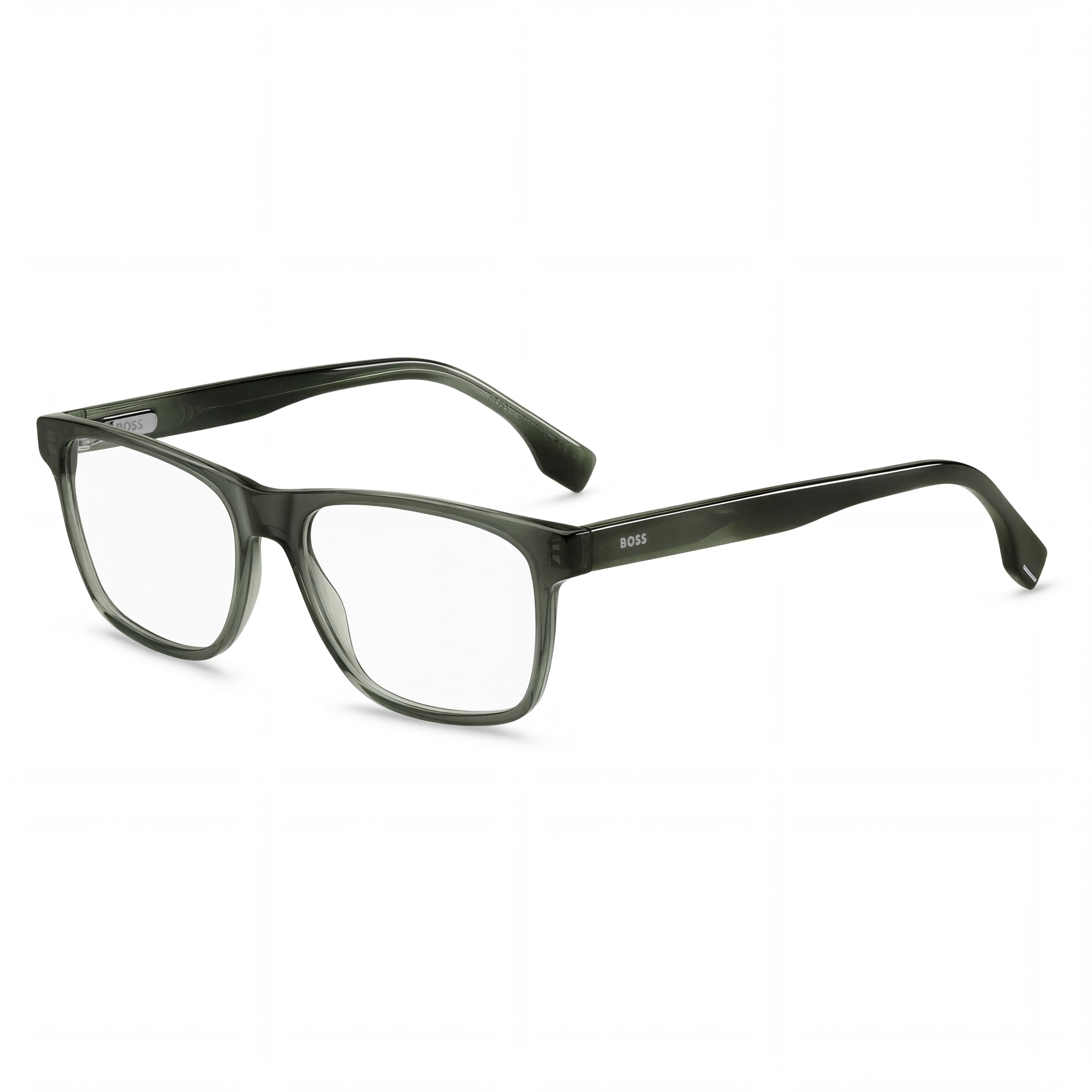 Gafas de sol clásicas Hugo Boss para hombre con montura de plástico negro y verde y lentes de policarbonato (55-17-145), Photo 1