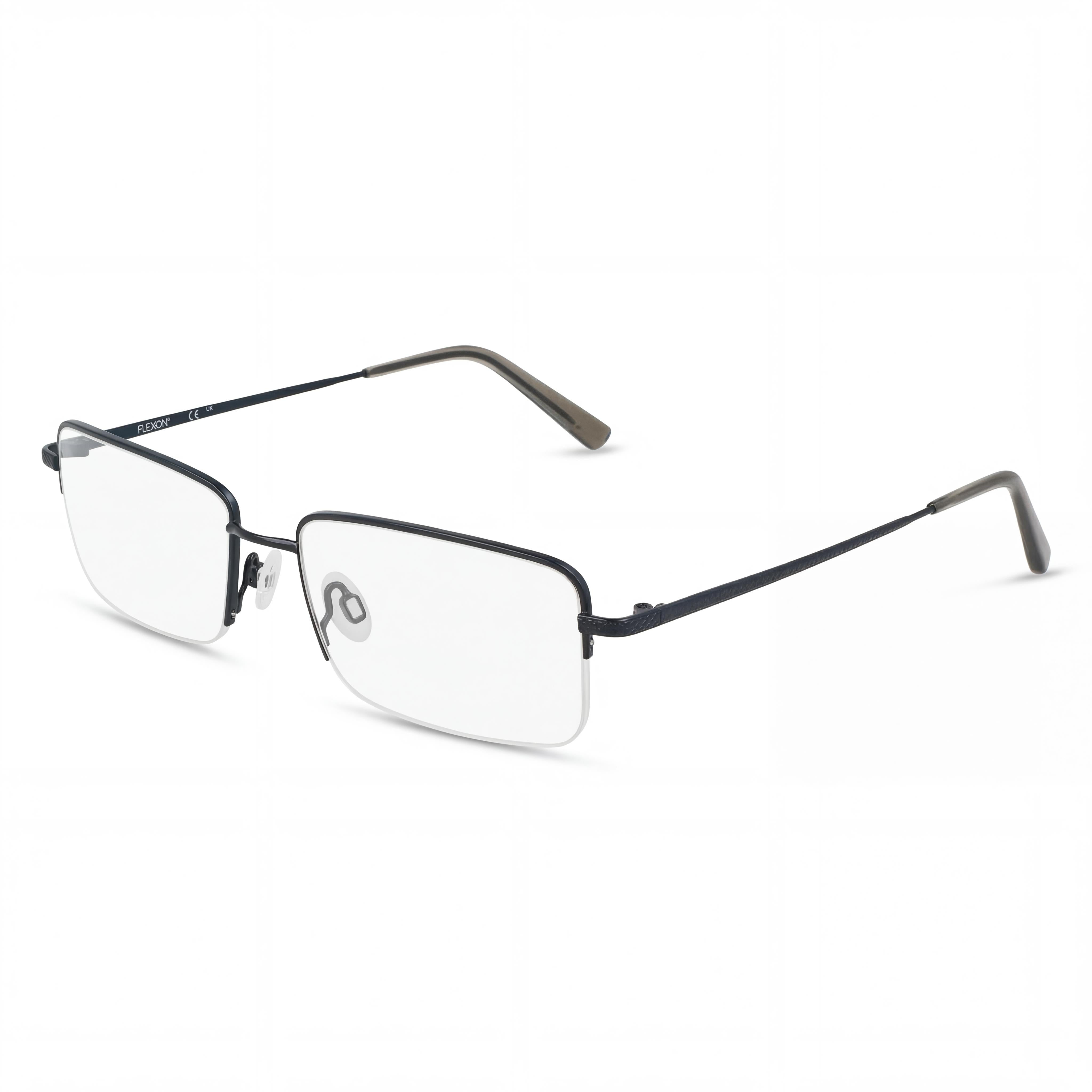 Gafas ópticas Flexon H6073 para hombre con montura satinada azul marino y lentes compuestas multicolor, talla 2-18-150, Photo 1