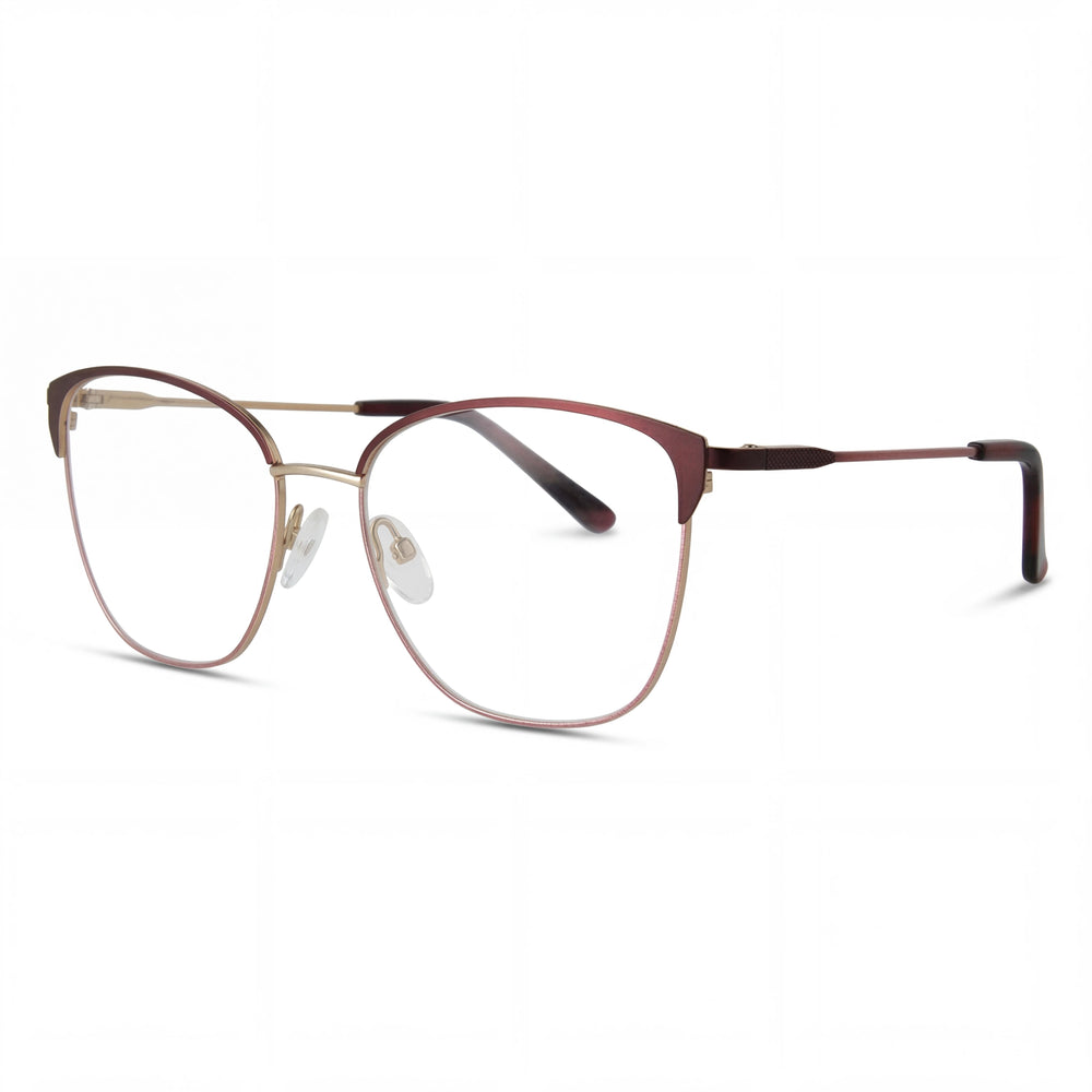 Adensco Classic Men’s Burgundy Metal Frame Eyeglasses with Multicolor Polycarbonate Lenses (53-16-135)