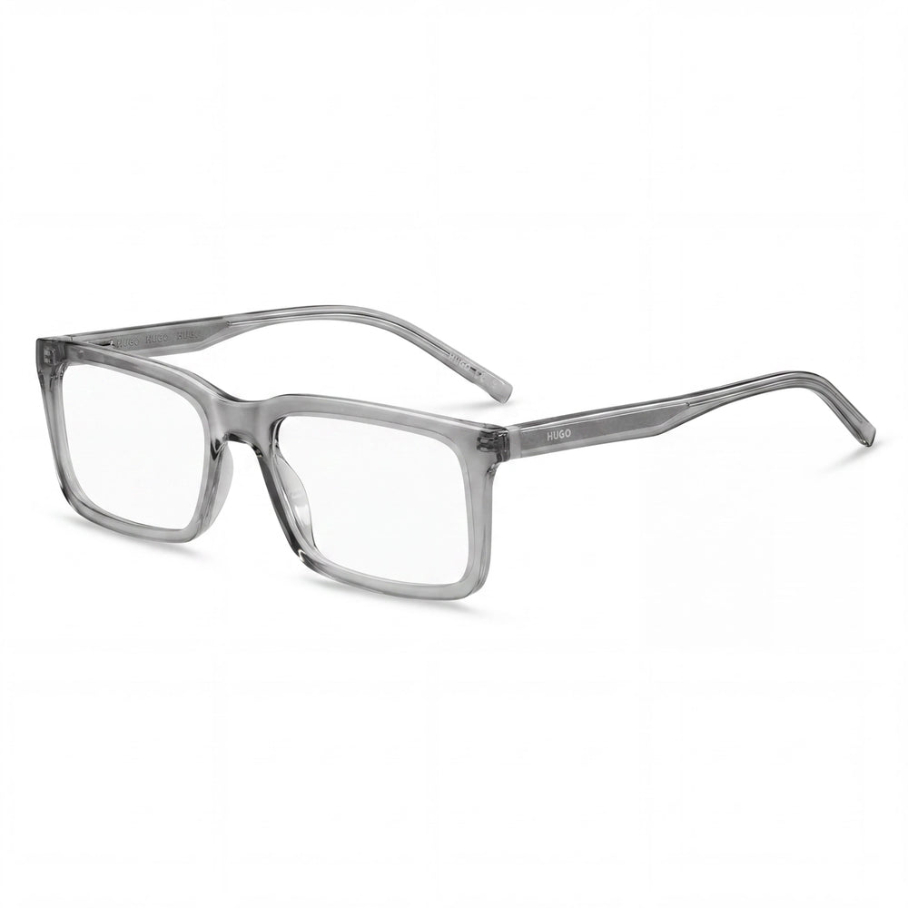 HUGO Modern Men's Eyeglasses with Grey Cellulose Frame and Clear Non-Polarized Lenses 55-19-145