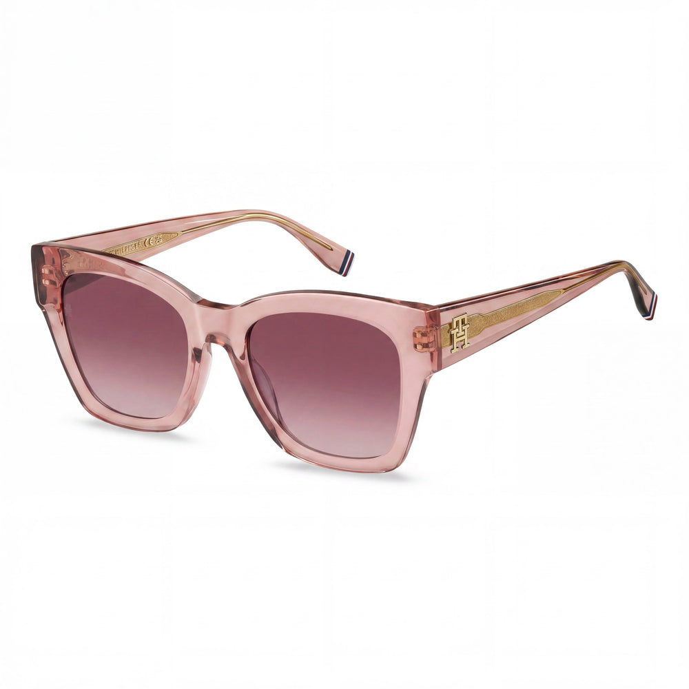 Gafas de Sol Tommy Hilfiger Th 2156/S para Mujer, Rosas de Acetato con Cristales Dobles en Tono Rosa, 100 % Protección UV, Lente de 52 mm, Puente de 20 mm