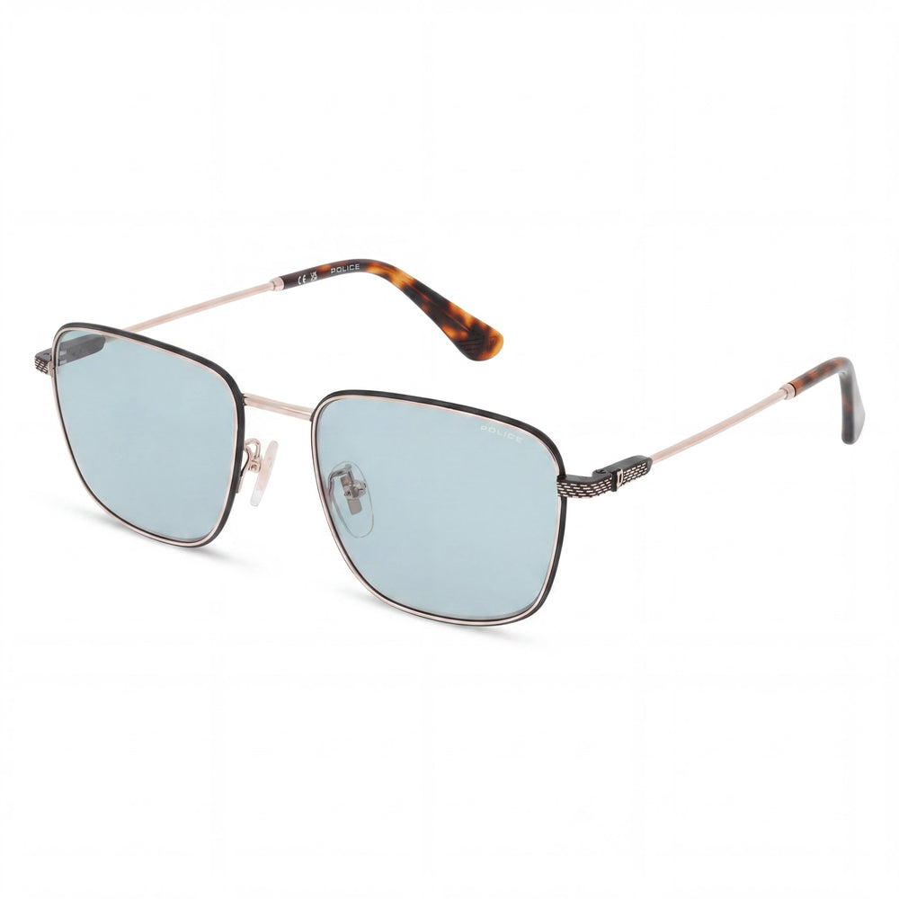 Police Men's Casual Rose Gold Stainless Steel Frame Sunglasses with Polycarbonate Lenses, Size 57-19-150