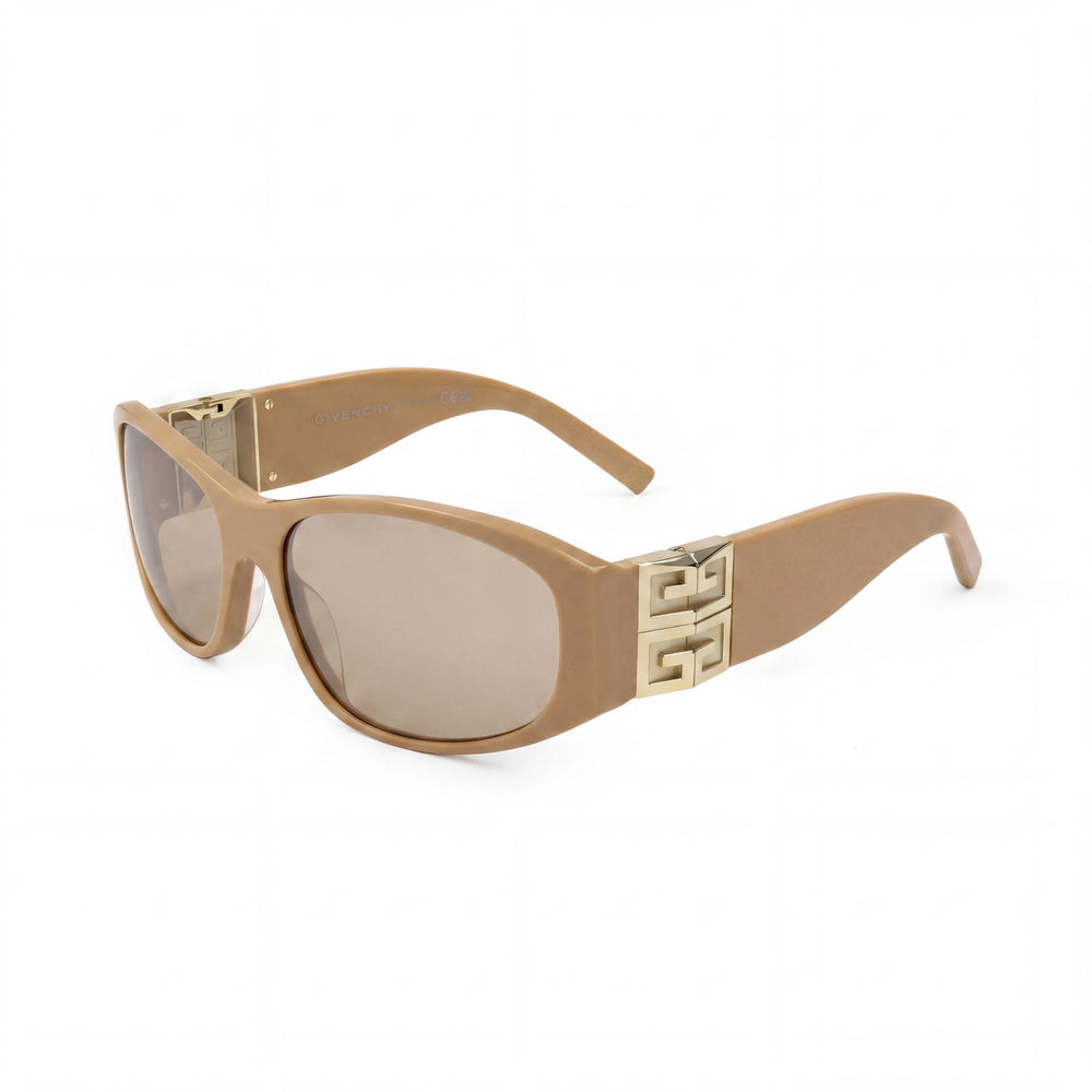 Givenchy Casual Women's Plastic Square Shiny Beige Sunglasses with Brown Lenses & UV 400 Protection 58mm