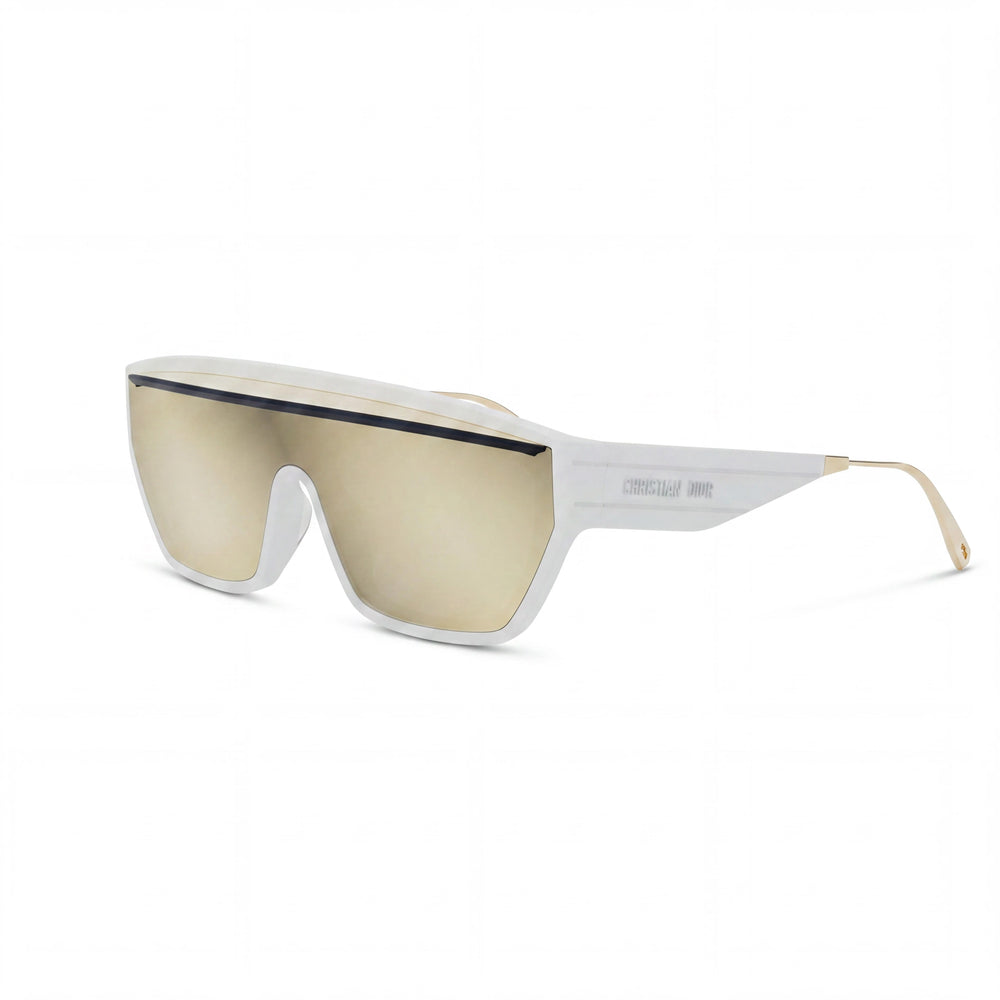 Dior DIORCLUB M7U Women's Shield Acetate White Green Gradient Gold Gradient 100% UV Non-Polarized Sunglasses 141mm