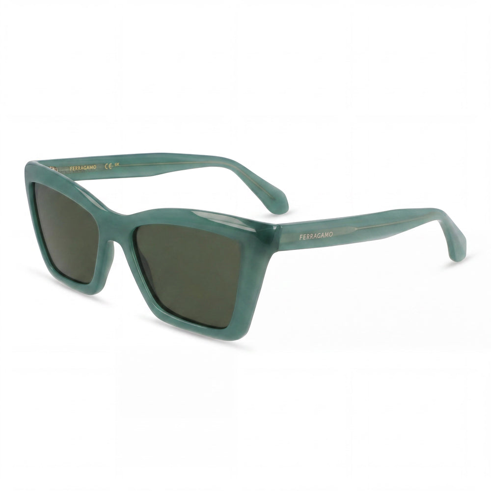 Ferragamo Sf2039se Gafas de sol unisex de acetato verde opalino sólido 53/17/145