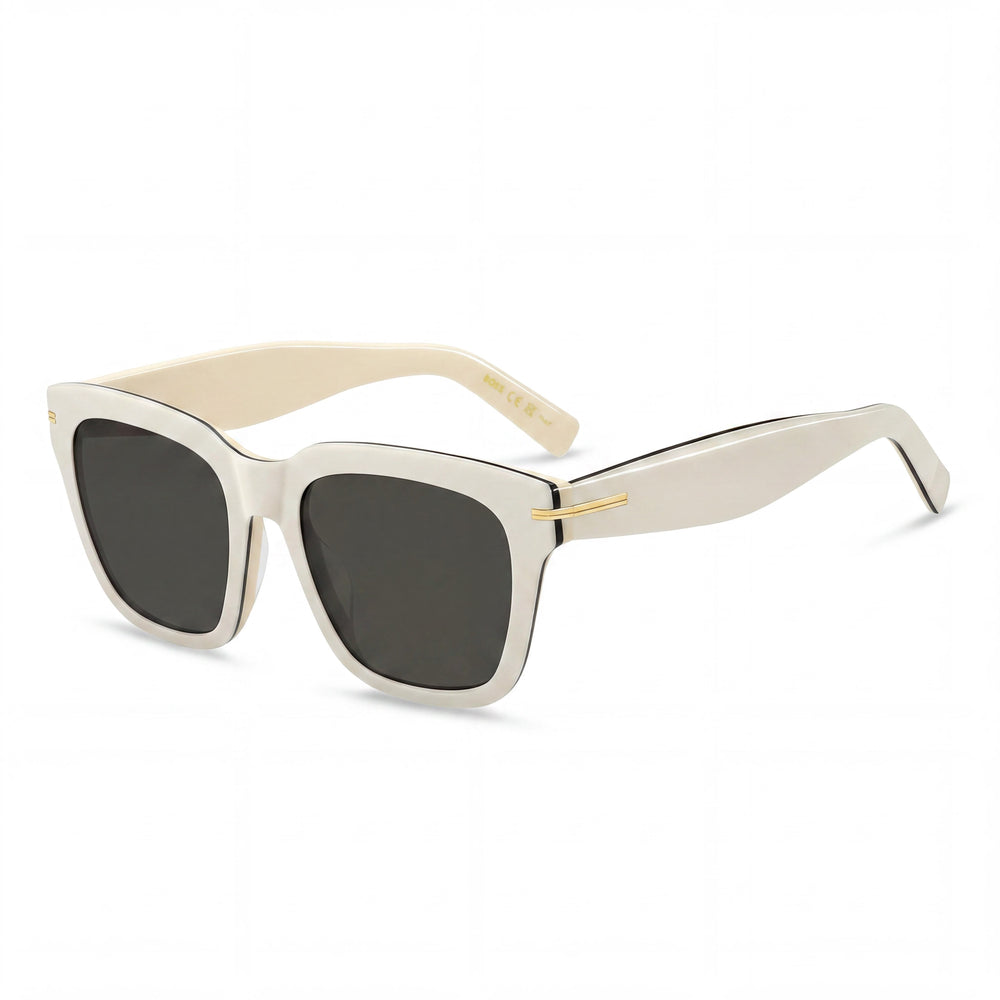 Hugo Boss Classic Women's Acetate Sunglasses White Black/Grey Frame 52mm UV Protection