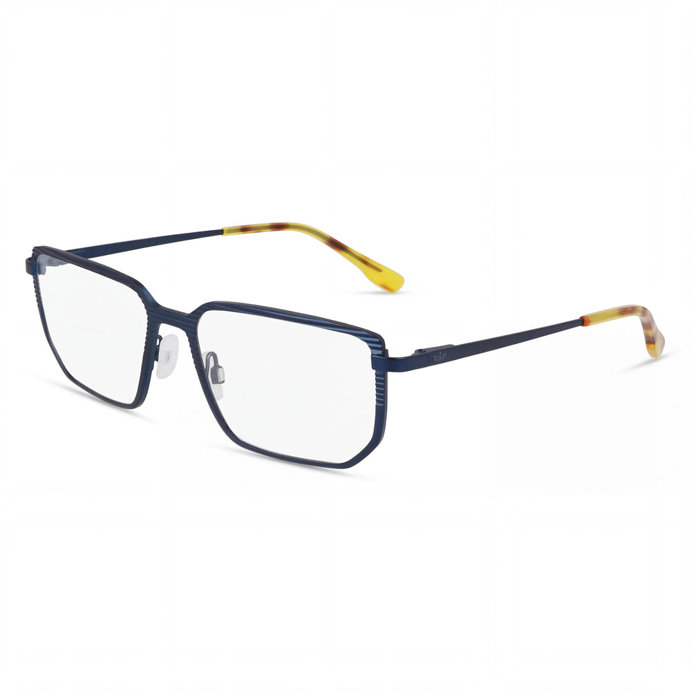 MCALLISTER Gafas para hombre Mc4531 con armazón de metal azul marino y lentes de policarbonato transparentes, ancho de mica de 55 mm