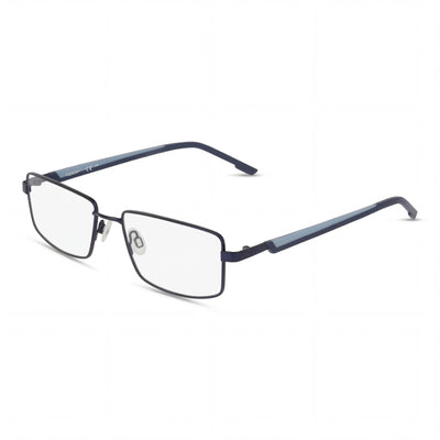 Flexon Classic Women's Matte Navy Acetate Frame, Polycarbonate Lens Eyewear, 52mm Lens Width, 17mm Bridge, 145mm Temple