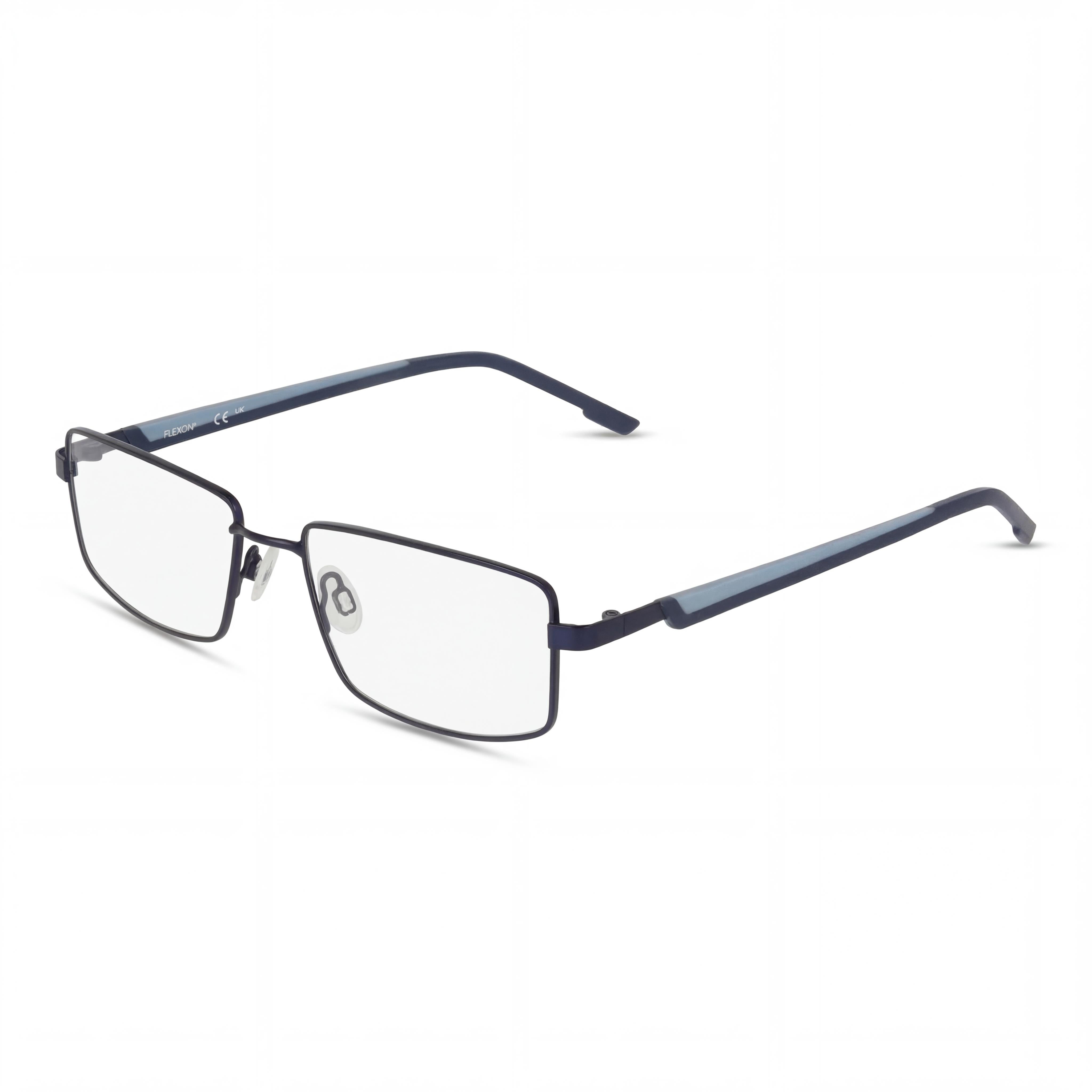 Flexon Classic Women's Matte Navy Acetate Frame, Polycarbonate Lens Eyewear, 52mm Lens Width, 17mm Bridge, 145mm Temple, Photo 1
