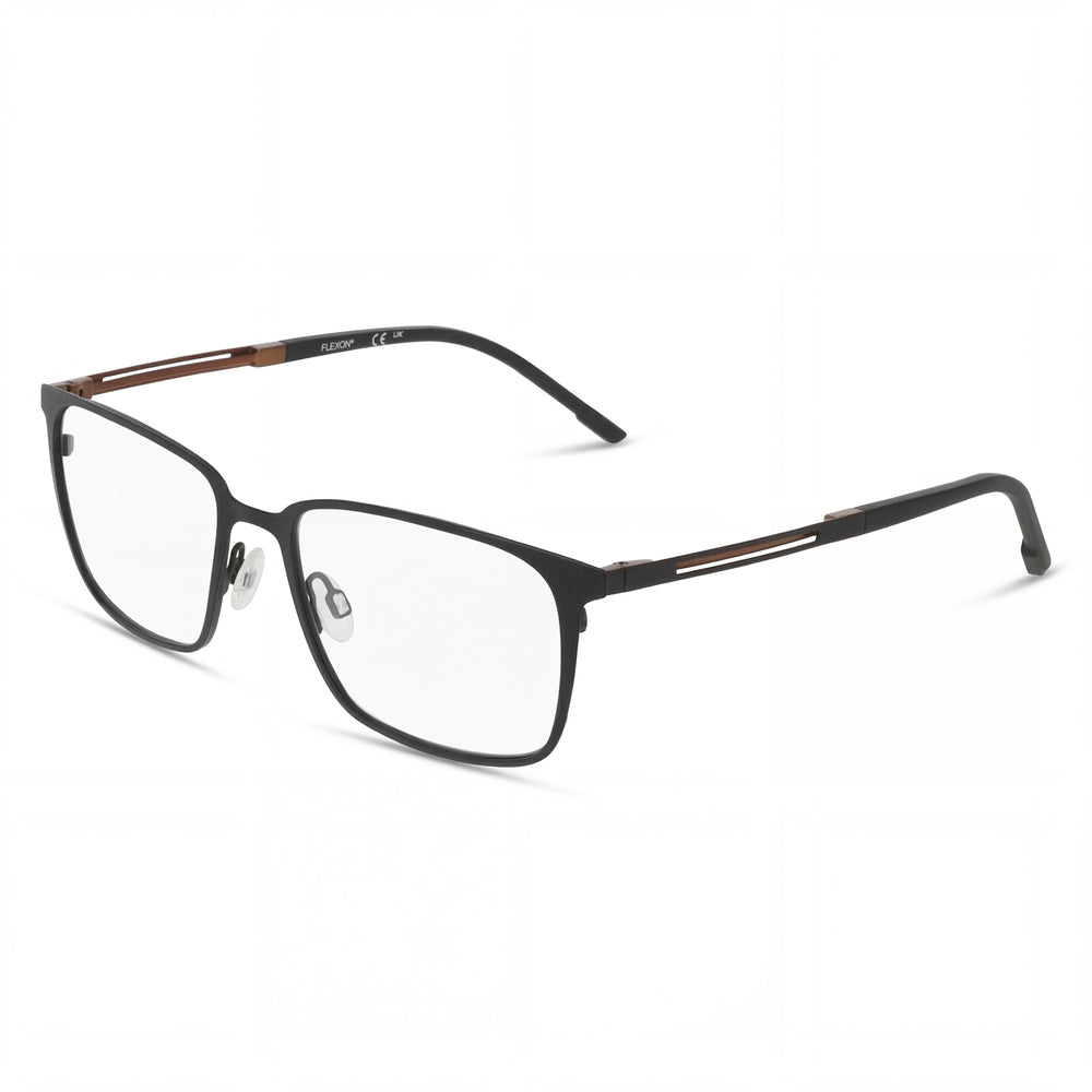 Gafas Flexon E1159 Unisex con montura de acetato negro mate y lentes de policarbonato transparente, 54 mm de ancho de lente