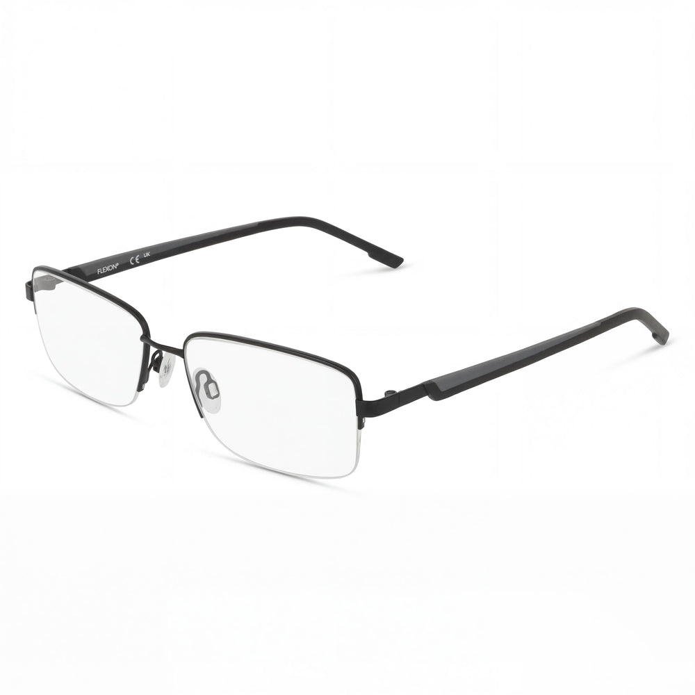 Flexon H6084 Women's Optical Eyeglasses with Matte Black Metal Frame, 57mm Lens, and 17mm Bridge