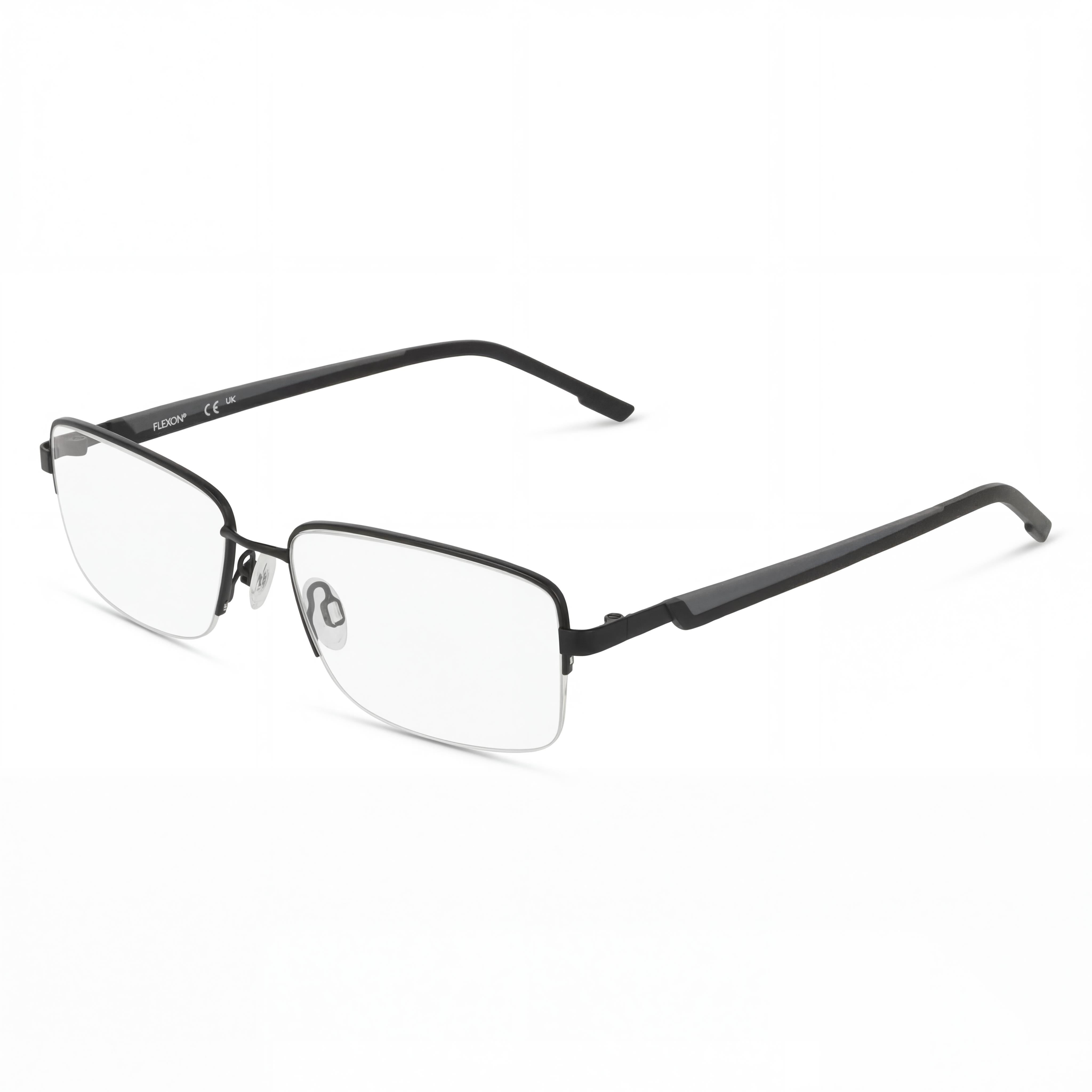 Flexon H6084 Women's Optical Eyeglasses with Matte Black Metal Frame, 57mm Lens, and 17mm Bridge, Photo 1