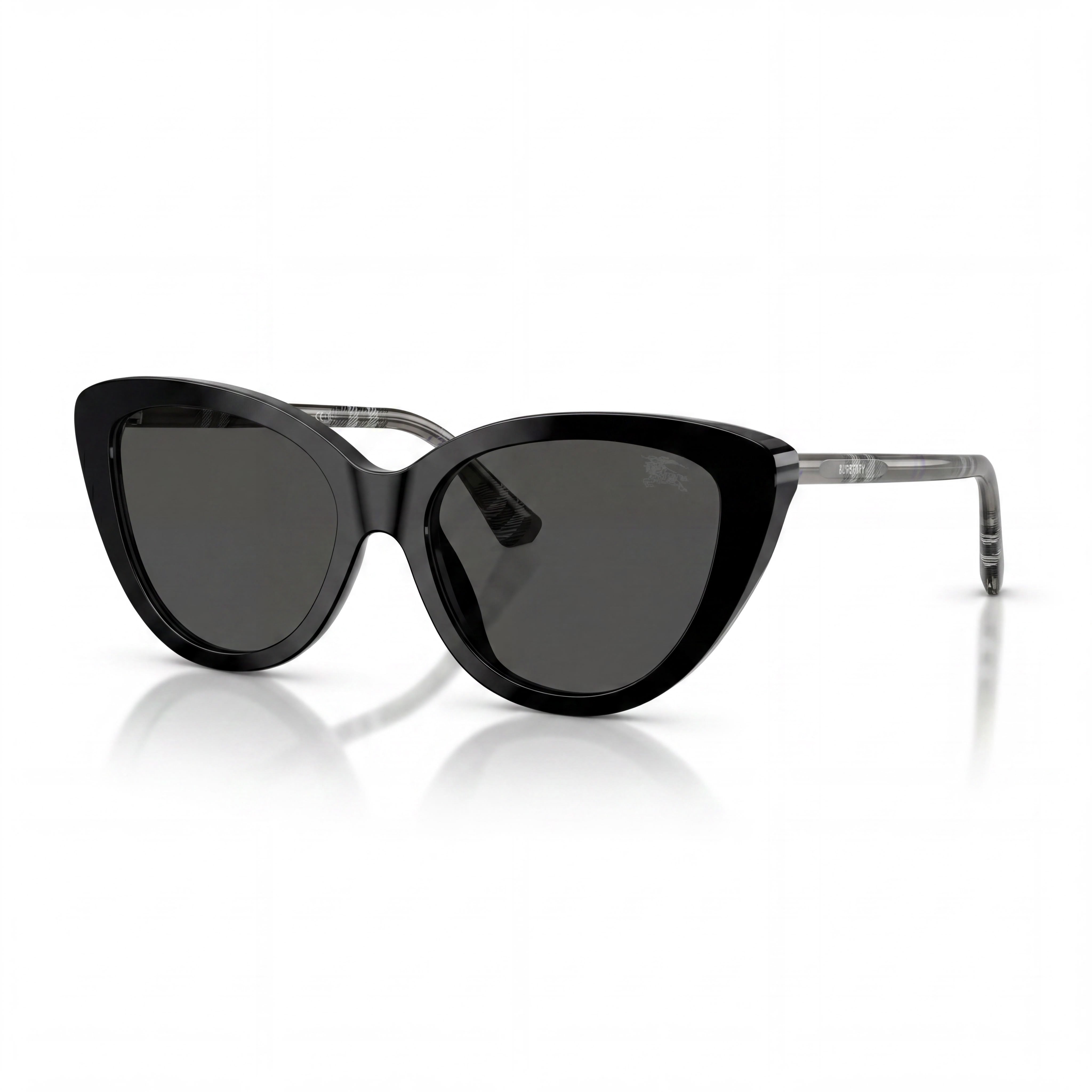 BURBERRY Classic Women's Black Dark Grey Acetate Frame Polycarbonate Dark Grey Lens Non-Polarized 55mm, Photo 1