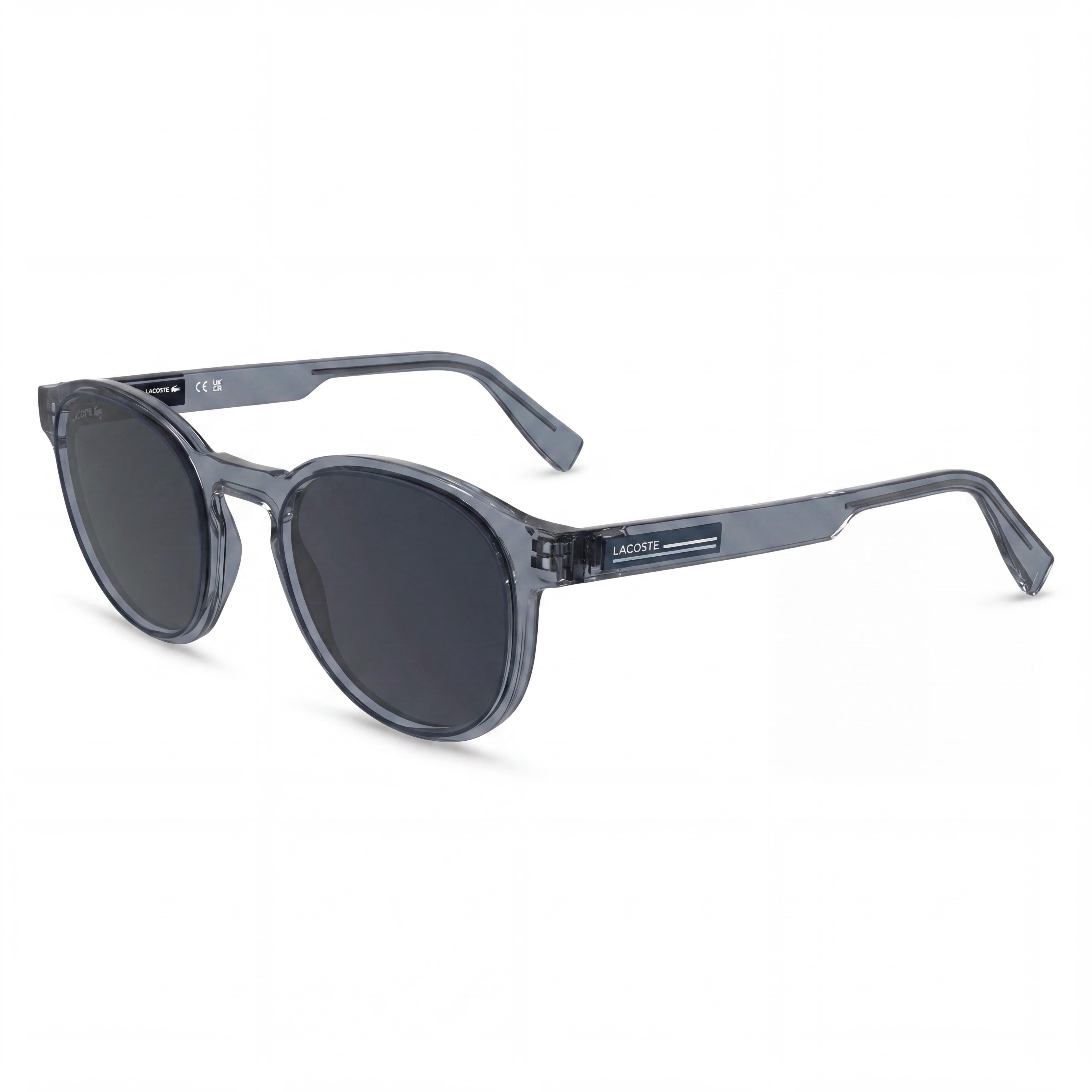 Gafas Lacoste Classic para hombre con montura de plástico transparente gris claro y lentes de policarbonato grises, 51 mm de ancho de lente, Photo 1