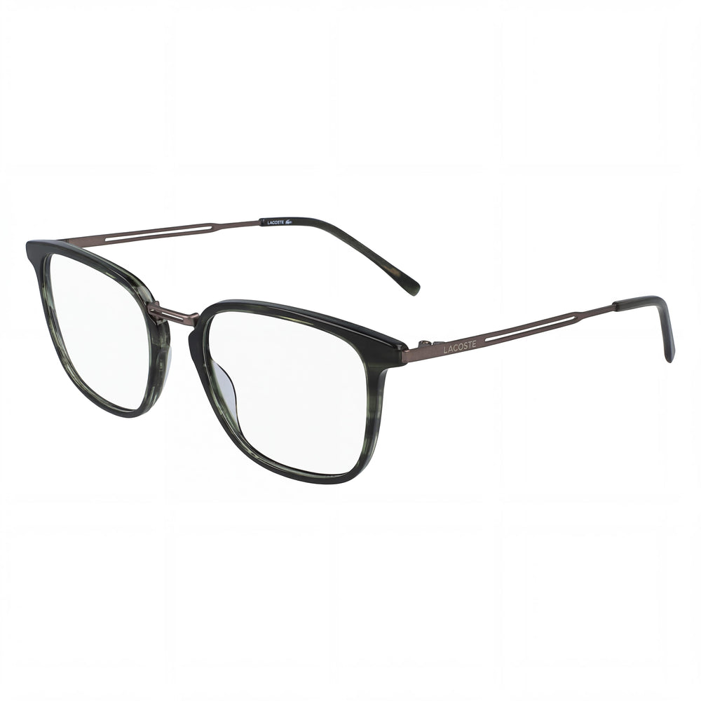 Gafas de hombre casual Lacoste, montura habana, lentes transparentes de plástico 52mm