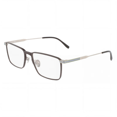 Lacoste Men's Casual Eyeglasses with Matte Black Frame and Transparent Plastic Lenses, 54mm Lens Width
