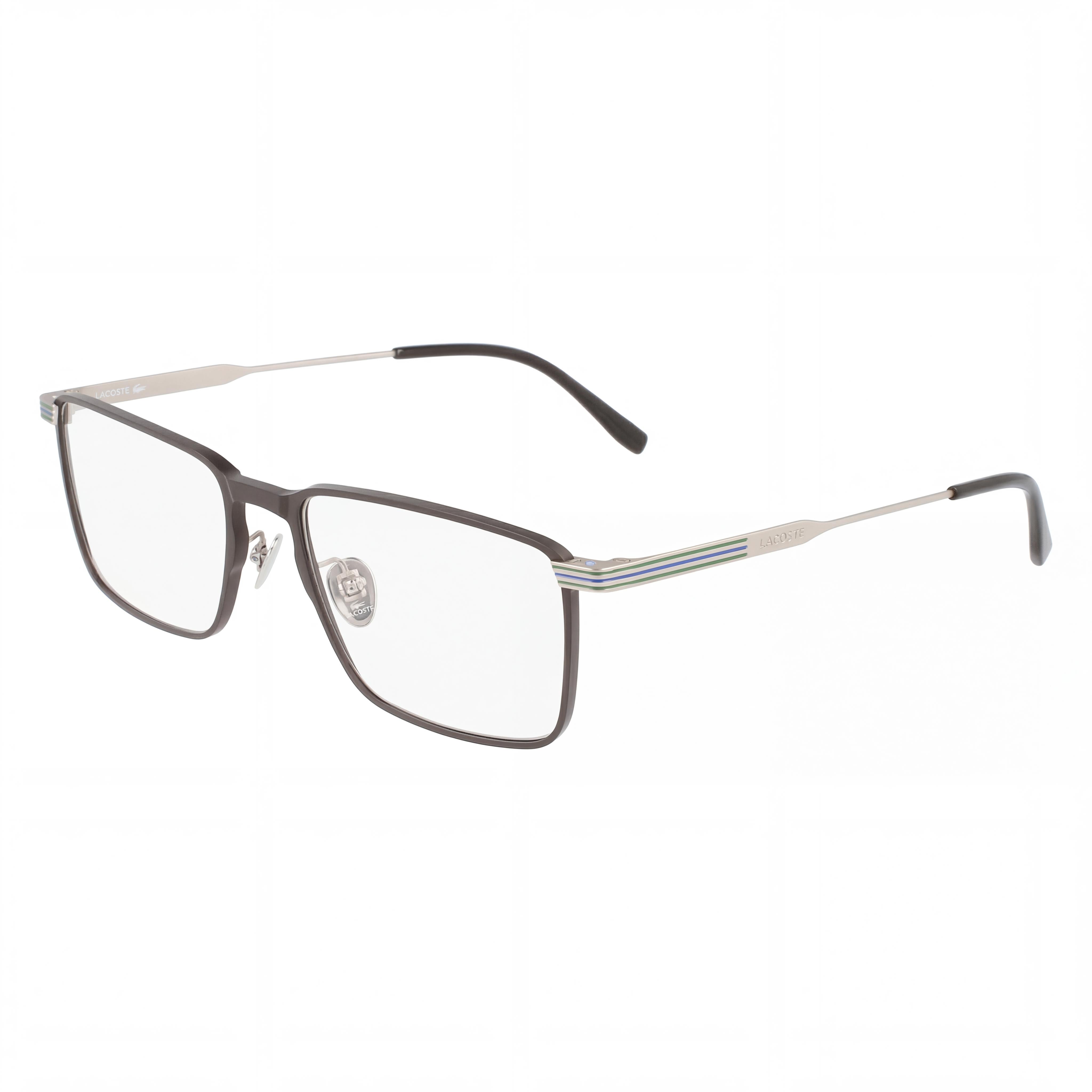 Lacoste Men's Casual Eyeglasses with Matte Black Frame and Transparent Plastic Lenses, 54mm Lens Width, Photo 1