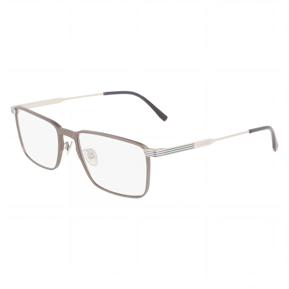 Lacoste Casual Men's Semi-matte Dark Ruthenium Frame Transparent Plastic Lenses Eyeglasses 54-18-145