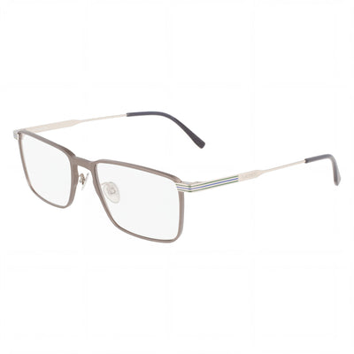 Lacoste Casual Men's Semi-matte Dark Ruthenium Frame Transparent Plastic Lenses Eyeglasses 54-18-145