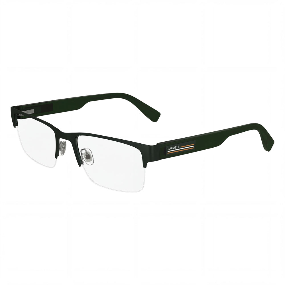 Lacoste Casual Men's Eyeglasses, Matte Green Frame, Transparent Plastic Lenses 54-19-145