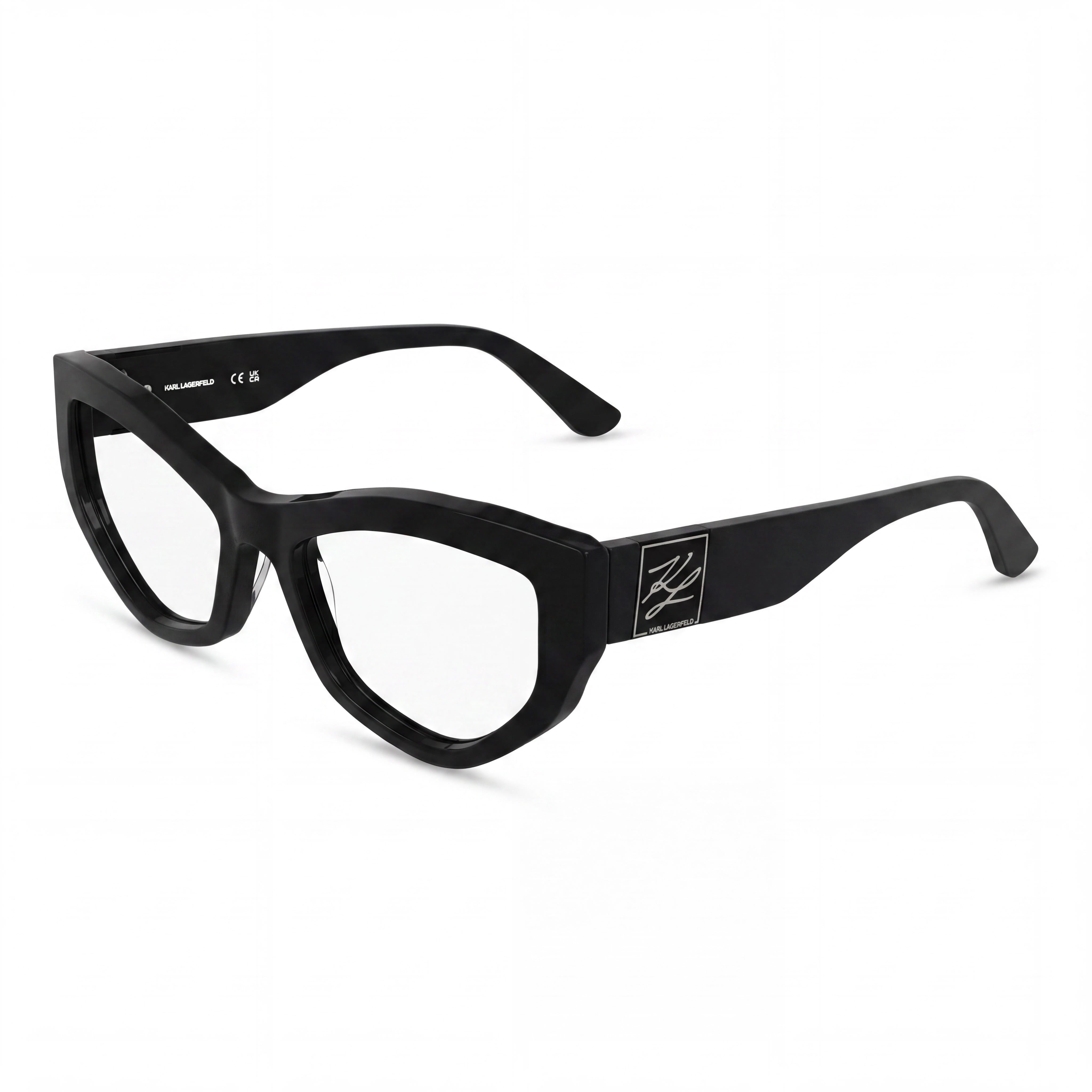 KARL LAGERFELD Kl6211 Women's Acetate Frame Eyewear with Transparent Polycarbonate Lenses, Black, Size 55-17-140, Photo 1