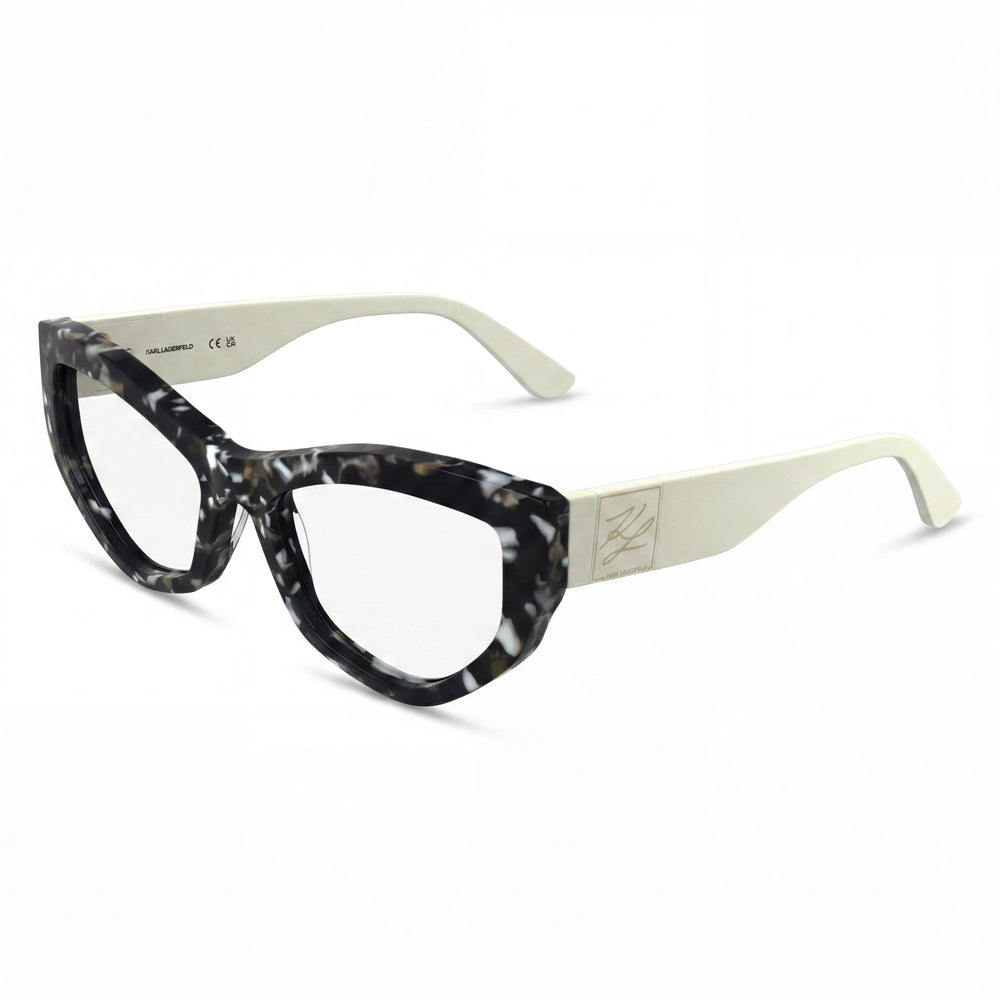 Gafas KARL LAGERFELD Kl6211 Unisex con montura de acetato negro mármol y lentes de policarbonato transparente de 55 mm