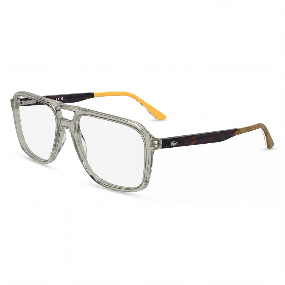 Lacoste Casual Eyewear for Unisex with Transparent Grey Acetate Frame and Transparent Lenses, 58mm Lens Width