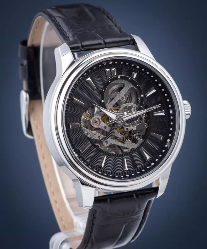 Invicta Vintage Skeleton Watch | Black Leather