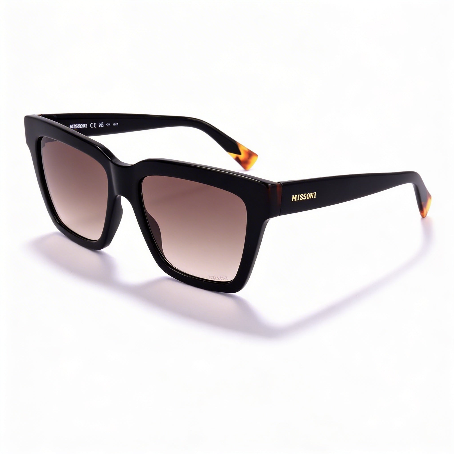 Gafas de sol Missoni Modern para mujer, montura de acetato negro, lentes negras con protección UV, 55 mm