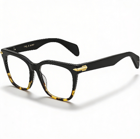 Montura de gafas Rag & Bone Rnb 3015 para mujer de acetato negro con lentes transparentes, ancho de lente 52 mm, puente 17 mm, patilla 140 mm