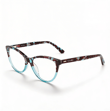 Gafas de vista unisex Calvin Klein Ck21519 Cat Eye con montura de plástico en azul habana transparente, 53 mm