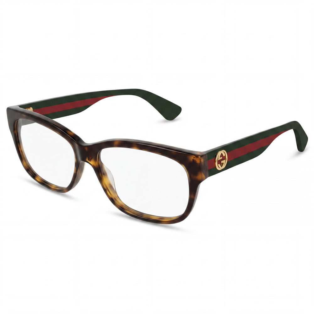 Gucci Gg0278o-012 Women's Full Rim Rectangle Plastic Prescription Ready Optical Frames Havana Green 55mm