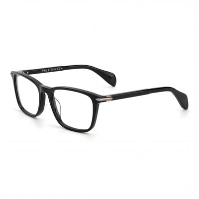 rag & bone Rnb 7016 Unisex Acetate Black Frame Eyewear with Black Polycarbonate Lenses, 53mm Lens Width