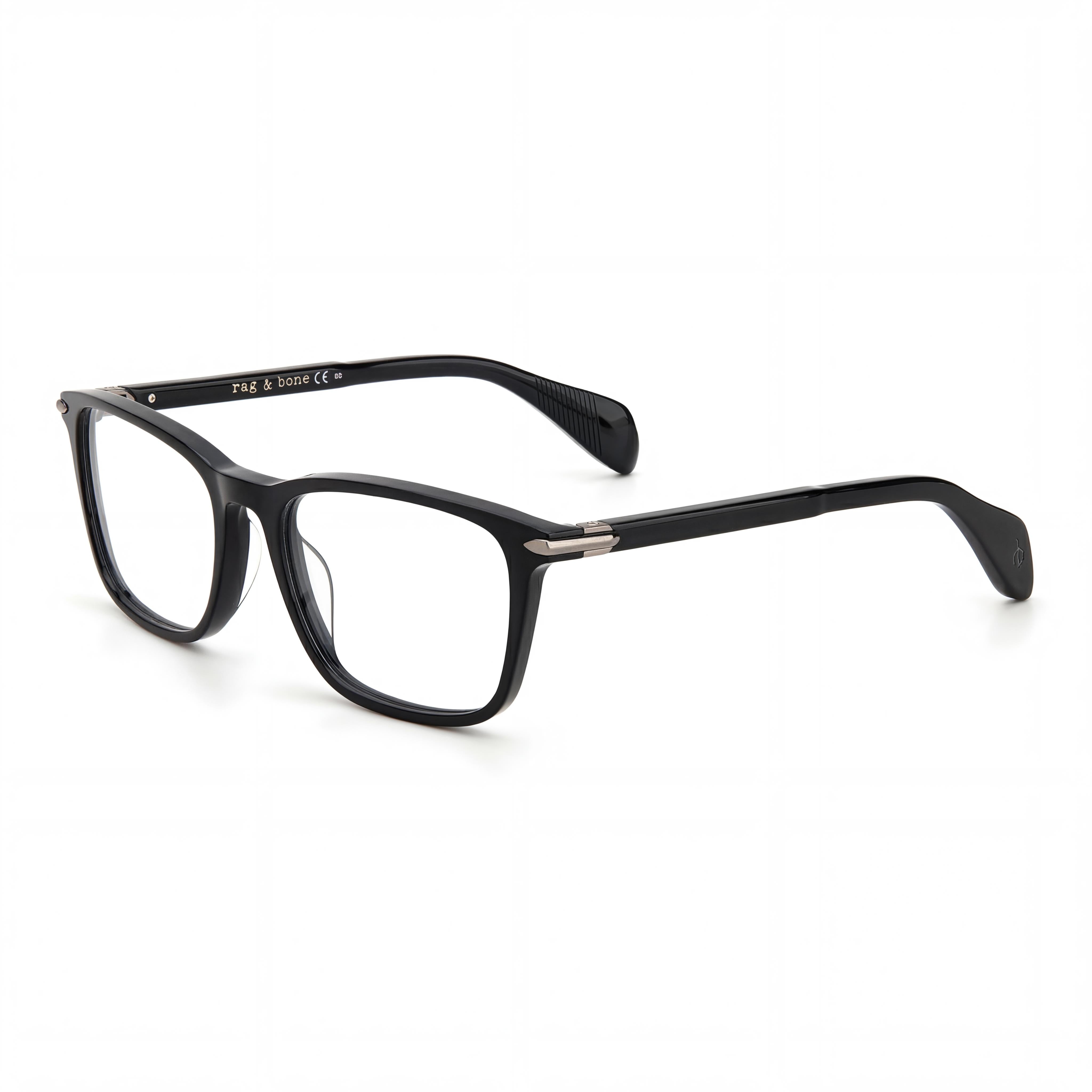 rag & bone Rnb 7016 Unisex Acetate Black Frame Eyewear with Black Polycarbonate Lenses, 53mm Lens Width, Photo 1