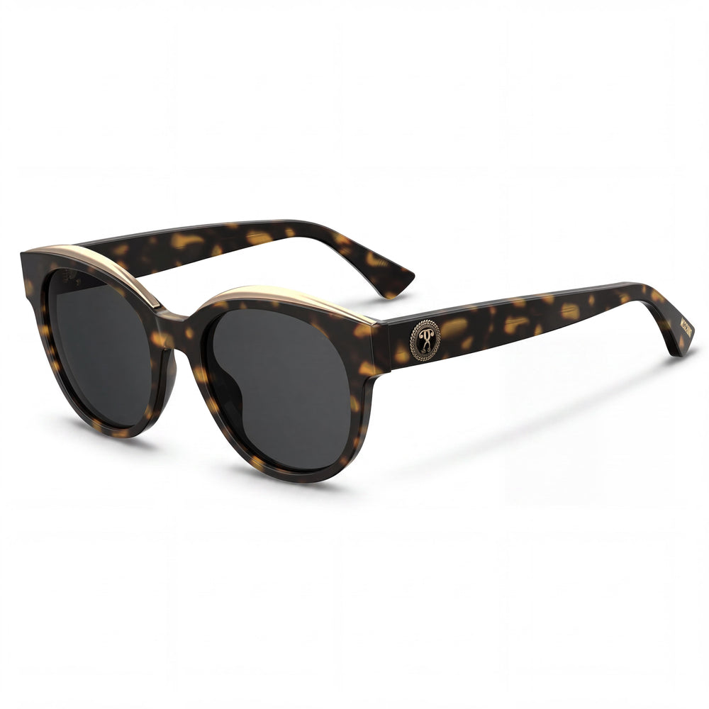Gafas de sol Moschino Mos 33/S para mujer, montura de metal color Havana oscuro, gris y azul, sin polarizar, con protección UV, 52 mm